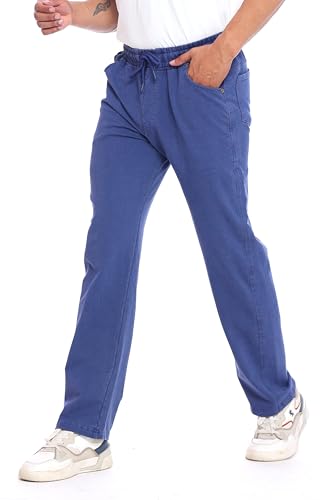 Image of Men's Denim Joggers, Regular Fit, Mid Rise, Stretchable Cotton Blend, Drawstring Waist, Soft Fabric, Multiple Pockets, Tapered Leg Casual Pants