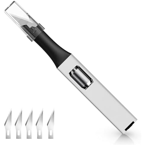 Utility knife, Portable Box Cutter, Comes with 6 Blades, Perfect for Professional Amateur Hobbyists for Modeling and Carving, Suitable for Office and Home Use (1, Silver) Cover