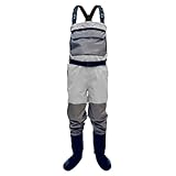 Vadeadores de pesca con mosca, ropa de vadeo transpirable para hombres y mujeres, traje impermeable para caza al aire libre, gris claro, talla S