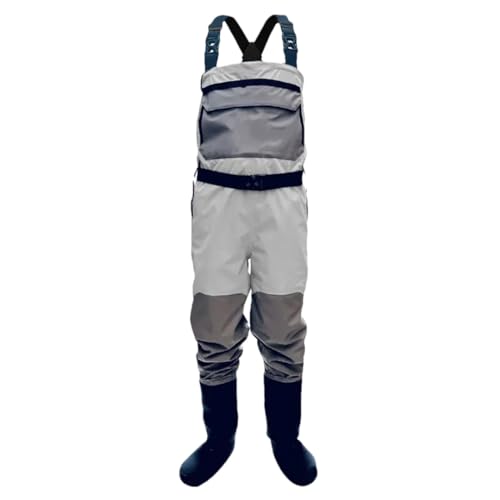 Fly Fishing Waders Breathable Wading Clothing for Men Women Ourdoor Hunting Waterproof Suit Light Gray L