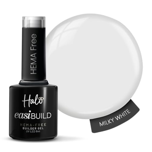 Halo Easibuild Builder Gel 8ml - Milky White UV/LED Nail Strengthener for Natural Growth, Nail Art & Professional Manicure Repair, Hema Free