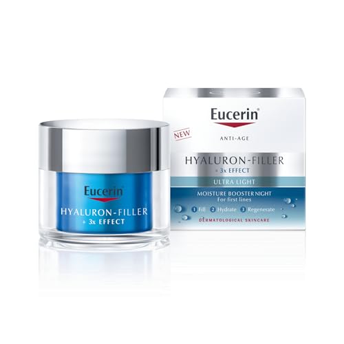 Eucerin Hyaluron-Filler Moisture Booster Night 50ml, Hydrating Face Cream for Intense Moisturisation, Nourishing Night Cream with Hyaluronic Acid and Glycerin