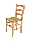 MATÉRIEL: structure et pieds en bois de hêtre DIMENSIONS: hauteur totale 88 cm, largeur totale de la chaise 43 cm, profondeur totale de la chaise 44 cm, profondeur d'assise 35 cm, hauteur d'assise 48 cm. Puisqu'il s'agit d'un produit fait à la main, les mesures peuvent varier légèrement. Capacité maximale: max. 120 kg avec un poids uniformément réparti sur le siège