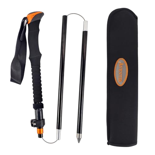 Aventik Foldable Wading Staff for Fly Fishing 55.1'' Retractable Fishing Wading Stick Aluminum Body Corrosion Resistance Water Depth Safety Gear(WS-093)