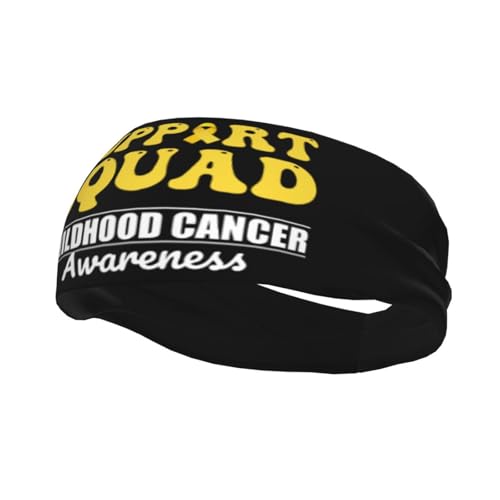 Support Squad Childhood Cancer Awareness Adjustable Sports Headband Moisture Wicking Sweatband for Running Workout