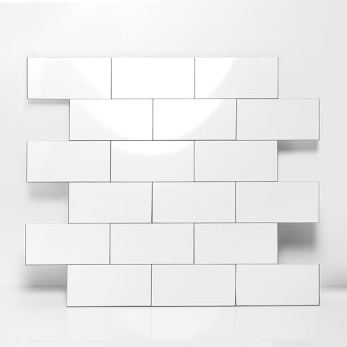 Reovatile 2026 New Upgrade Peel and Stick Backsplash Tile, Peel and Stick 11.34" X 11.57" Wall Tile for Kitchen, Bathroom, Fireplace, Laundry (Polished Marble White, 10 Packs)