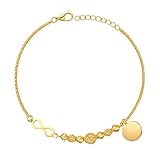 Sakrami Pulsera para mujer o niña, de plata 925 chapada en oro, con dije Infinity grabable, caja personalizable con dedicación, idea regalo aniversario, cumpleaños, San Valentín, Taglia Unica, Plata