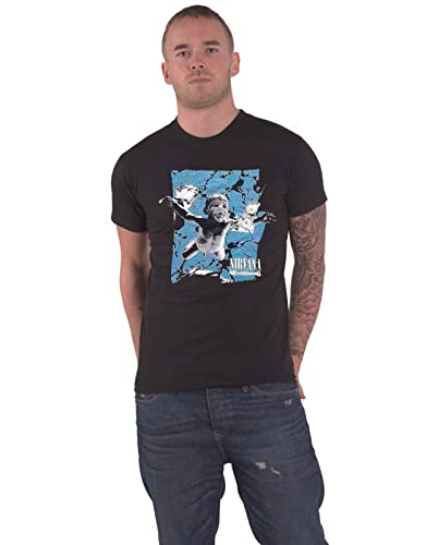 Image of Nirvana T Shirt Nevermind Cracked Band Logo Official Mens Black S
