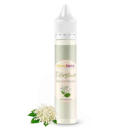HONEYBERRY Aroma Natural Alimentario – Esencia Líquida Altamente Concentrada para Repostería, Postres, Bebidas y Cocina – Sin Aditivos Artificiales (30ml, Flor de Saúco)