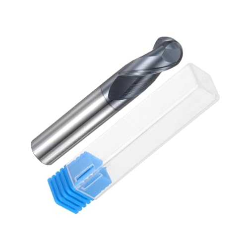 Image of uxcell Ball Nose End Mill CNC Router Bit, 5 /16 inch Radius 5 /8 inch Shank Solid Carbide AlTiN Coated Upcut Spiral 2 Flutes Cutter Milling Tool, 5 /8 inch Dia 3-1 /2 inch Total Length