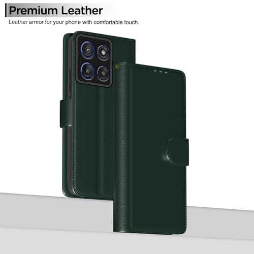 Image of Pikkme Flip Cover for Motorola Moto Edge 60 Stylus 5G Leather Finish | Inside TPU with Card Pockets | Wallet Stand and Shock Proof | Complete Protection Flip Case(Green)