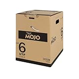 Tecmojo CAT6 UTP 305M, Gigabit Reel-in-Box LAN Ethernet Network Bulk Cable Pull Box with Reel, Pure Copper Conductor 23AWG LSZH CPR Dca Grey