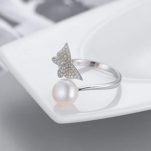 NONNYL Freshwater Cultured White Pearl Ring for Women, Christmas Gifts for Wife Mom, Anniversary Birthday Fine Jewelry Gifts for Her