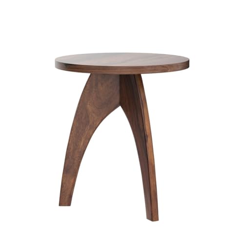 Image of STRATA FURNITURE Solid Sheesham Wood Lygant Modern Round Side Table | Space-Saving Wooden Bedside Table Furniture | Nightstand for Living Room, Bedroom, Home (Natural Finish)