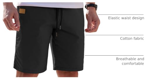 Image of COOFANDY Mens Casual Shorts Cotton Elastic Waist Drawstring Shorts Lightweight Summer Beach Shorts