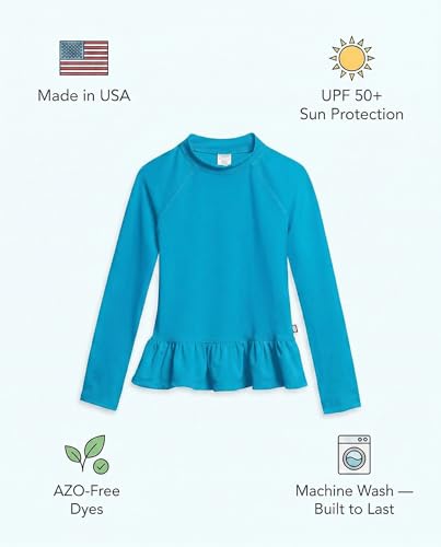 Image of City Threads Girls Long Sleeve Rashguard UPF 50+ Made in USA, Girls' Rash Guard Shirts with Sun Protection