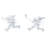 MRCUFF Hockey Player with Stick 3D Pair Cufflinks in Presentation Gift Box & Polishing Cloth