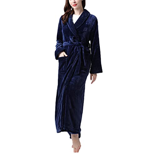 Peignoir en flanelle chaud bleu marine 1624 haut de gamme M