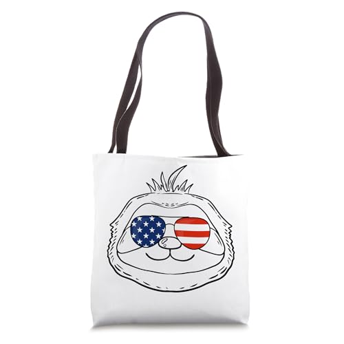 Sloth 4th of July American Flag USA Sunglasses Holiday Tote Bag