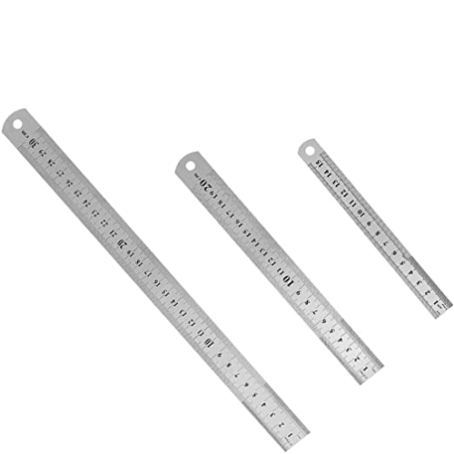 MAGICLULU 3Pcs Régua De Metal Régua Reta Régua Milimetrada Régua Para Carpintaria Réguas De Escala L