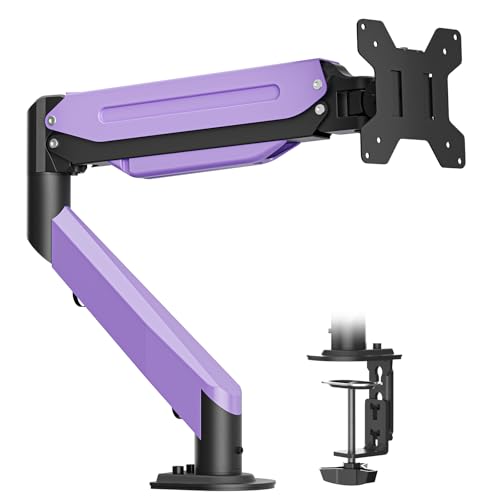 Image of Suptek Monitor Mount Gas Spring Monitor Arm Desk Mount Fully Adjustable Fits 17-35 inch Monitors Weight Capacity up to 24.25 lbs, Black+Purple