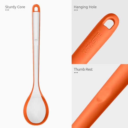 Image of U-Taste Silicone Spoons Set of 2, 13.3 inch Long Large Mixing Spoon, Orange