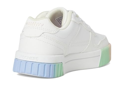 Skechers Kids Girls Jade Sneaker, White/Multi, 1 Little Kid