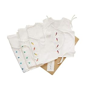 PICKSPARROW Pure Cotton Embroidered Newborn Baby Clothes/Jhablas/Vests (0-1 Month, Pack of 4)