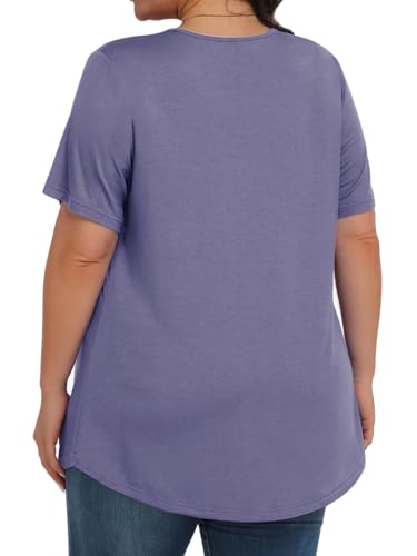 Image of Tencede Womens Plus Size Tops Tunic Short Sleeve Crew Neck Shirts Casual Soft Blouse 1X-5X