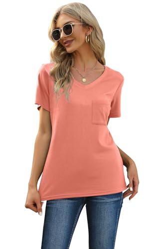 Image of RUBZOOF Women's Short Sleeve Pajama Sets with Pockets Casual V Neck 2 Piece Lounge Sets S-3XL