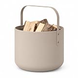 Cesta para leña LIVLIG de Metal, Color Beige; Cesta para leña de Chimenea
