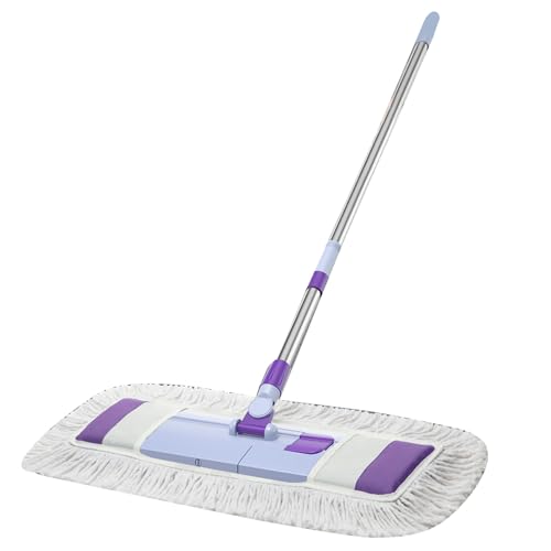 Cocoarm Mops for Floors, Dry Wet Mop Stainless Steel Adjustable Handle Flat Mop Flexible Flat Head Floor Mop Efficient Dust Dirt Adsorption Telescopic Length 86-125cm