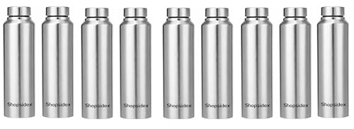 Image of bottle Stainless Steel Water Bottle, 1000 ml, Silver, Leak-Proof, Modern Design Stainless Steel Water Bottle,school /college /office /home /kitchen /gym /travelling (Pack 9)
