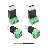 Riertostng Adaptador de terminal de tornillo USB tipo C a 2 pines, 5 V 3 A tipo C macho a conector sin soldadura de 2 pines para teléfonos móviles, tabletas, cámaras, juguetes, electrodomésticos