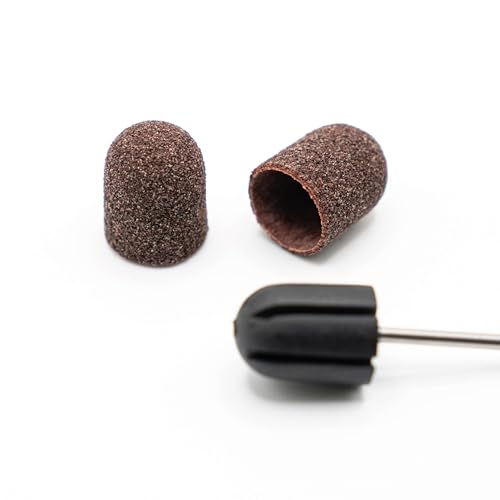 Schilling Cöln Almohadillas de lijado prémium de grano 120, incluye 1 soporte de grafito resistente para fresa de uñas, ideal para manicura, pedicura, podología y cuidado de los pies (100, 10 mm)