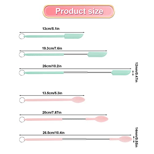 8Pcs Silicone Adjustable Spatula And Spoon Sets, 4Pcs Telescopic Spatula 4Pcs Scooping Spoon Mini Silicone Spatula Sets With Hanging Buckle For Kitchen Cooking Cosmetics (Black, Pink, Blue, Red) #TOP1
