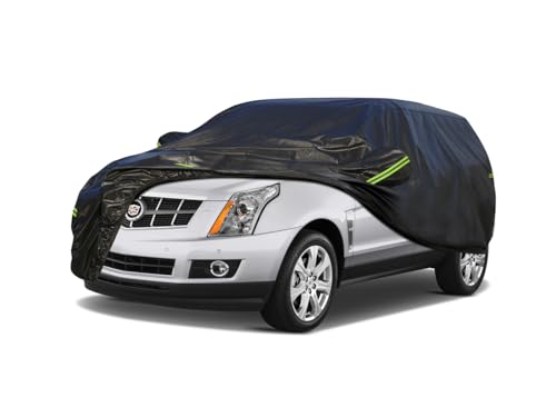 Image of KouKou Waterproof SUV Car Cover Suitable for Cadillac SRX from 2009 to 2016, 7 Layers Windproof All Weather Waterproof Outdoor Cover Sun Rain UV Dust Snow Protection. Black