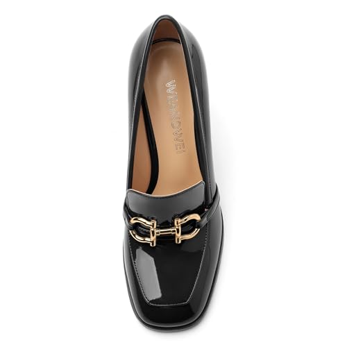 Women's Chunky Heel Square Toe Pumps, Heel High Loafers for Women, Office Commuter Party Prom Single Shoes3