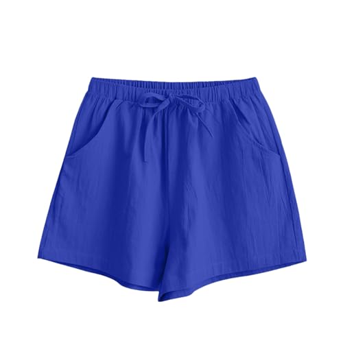 Casual Shorts for Women Elastic Waist Lounge Beach Loose Shorts Blue - image 4