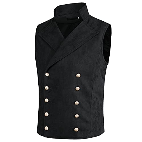 Cloudstyle Mens Double Breasted Velvet Dress Vest Gothic Steampunk Prom Stage Waistcoat