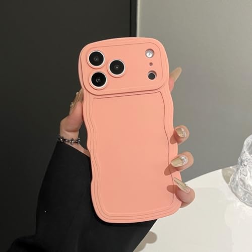 Coque iPhone 14 Pro rose silicone rigide vague latérale antichoc