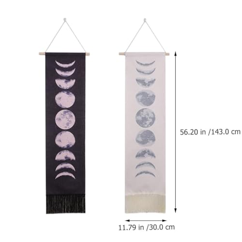 Tenture murale lune décorative en bois lot de 2 pour bureau et salon - 2