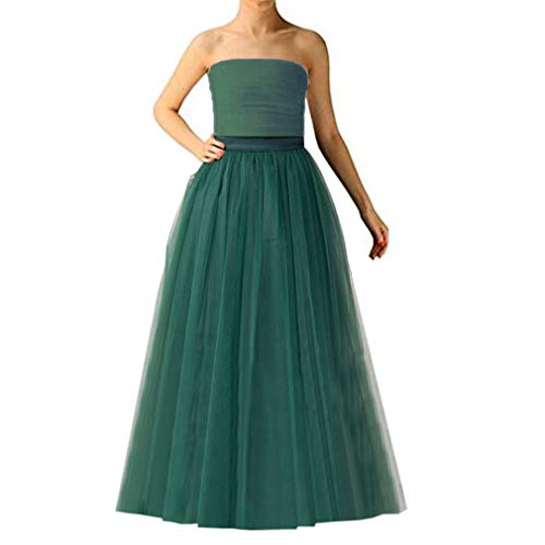 WDPL Long Tutu Tulle Skirt A Line Bridesmaid Skirts (XX-Large, Dark Green)