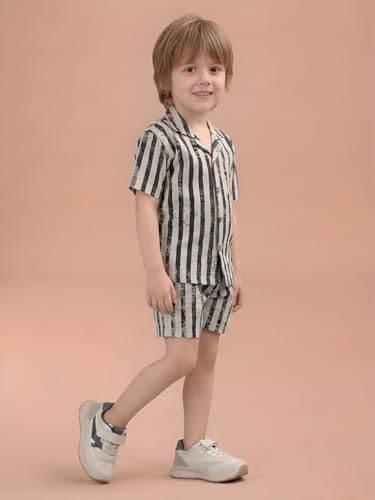 Image of POLKA TOTS 100% Cotton Half Sleeve Shirt and Shorts Combo for Boys | Co-Ord Set for Kids | Summer Wear Dress for Toddlers | Breathable & Skin-Friendly Boys Clothes | Trendy Summer Outfit & Beach Wear
