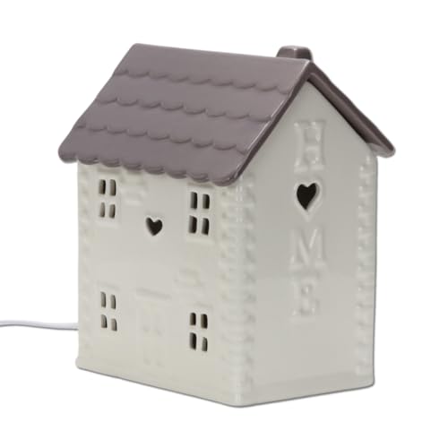 MURIEL BARGAINS Ceramic House Table Lamp – Decorative Ambient Light for Bedroom, Hallway or Living Room – Soft Glow Night Light – Stylish Home Décor Accent (Brown)