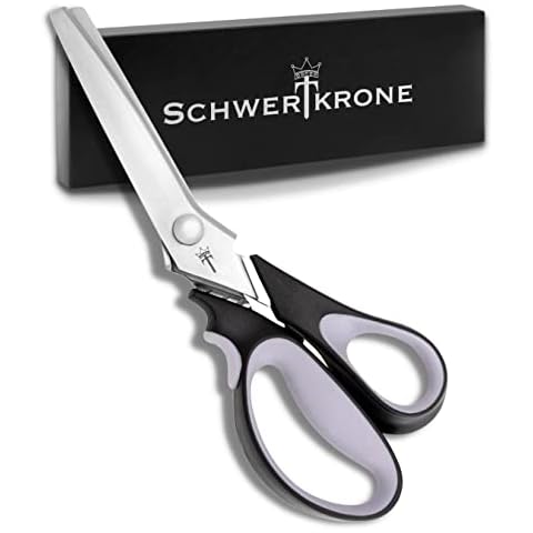 Schwertkrone Zackenschere Premium Zick Zack Schere 23 cm Edelstahl mit Kunststoffgriff doppeltes Kugellager Cover