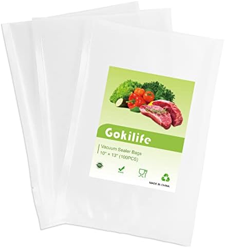 Gokilife Vacuum Sealer Bags - 100 Plus Quart Size 10" x 13" for Food Saver, Commercial Grade PreCut Bags with BPA Free and Heavy Duty, Seal a Meal, Great for Vac Storage, Meal Prep or Sous Vide