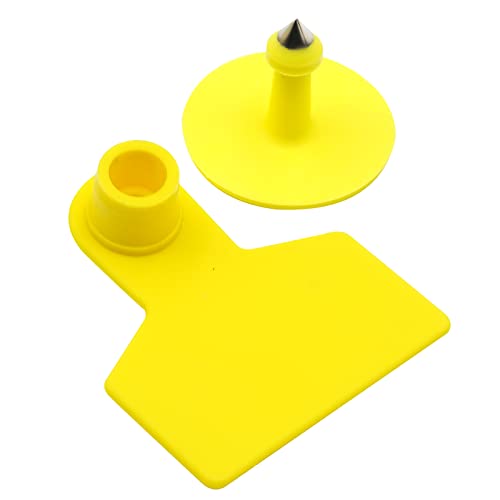 KHEARPSL Blank Ear Tags 100 Pieces Livestock Identification Cards Blank Livestock Ear Tags for Cattle Cow Pig Goat Sheep Dog (Yellow)