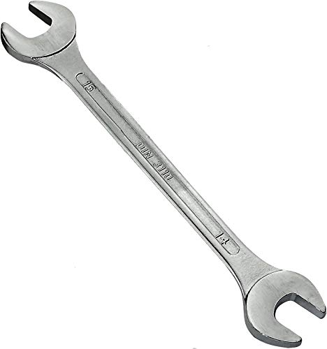 AERZETIX - C45559 - Clé plate double 14x15mm - clé à fourche - clé classique manuelle en acier CR-V pour serrage/assemblage - manche droite - couleur argent