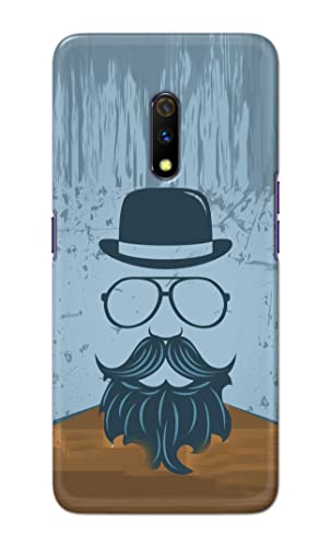 Image of PRINTFIDAA Mustache Beard and Hairstyle Hipster in Glasses Printed Designer Hard Case for Realme X /Oppo K3, RMX1901 Back Cover -(e) RPM1002